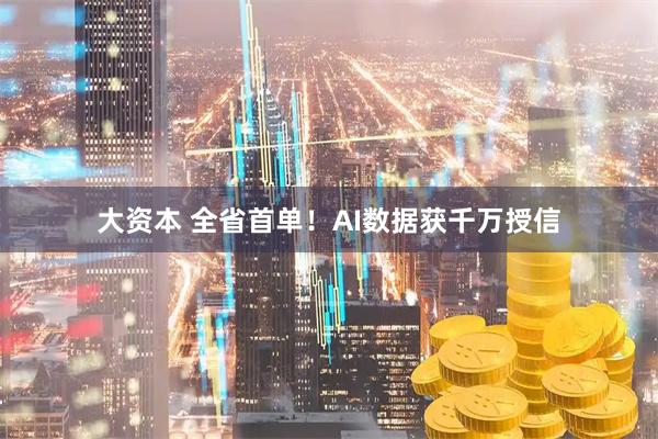 大资本 全省首单！AI数据获千万授信